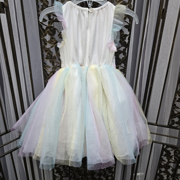 Pippa & Julie Girls rainbow mesh birthday party dress, tutu, sequins, tulle - Picture 7 of 8